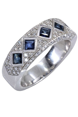 Bague 55 BAGUE STYLE ART-DÉCO SAPHIRS ET DIAMANTS 58 Facettes 057751