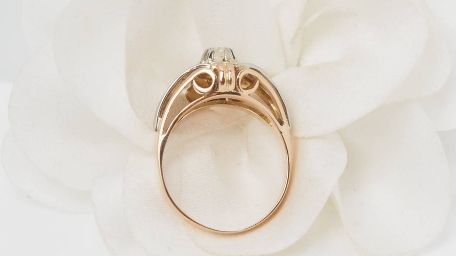 Bague 59 Bague ancienne en or bicolore et diamant 58 Facettes 32523