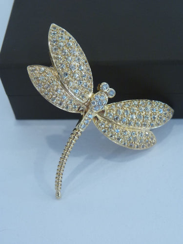 Broche Broche Pendentif Libellule, Or Jaune & Diamants 58 Facettes
