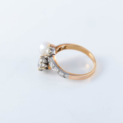 Bague 56 Bague toi et moi perles fine diamant 58 Facettes