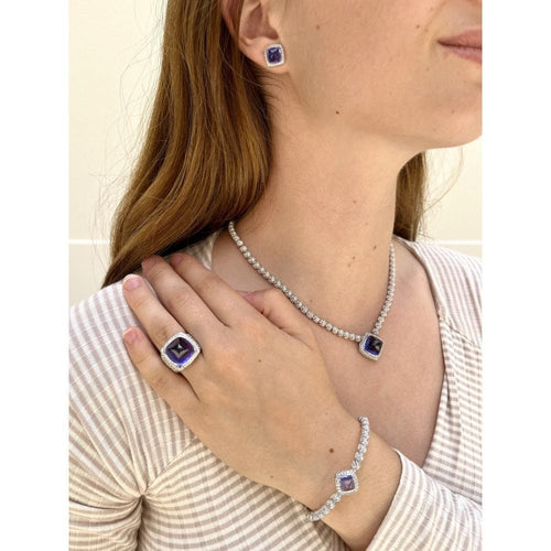 Collier Collier FRED "Pain de sucre" or gris, tanzanite & diamants 58 Facettes