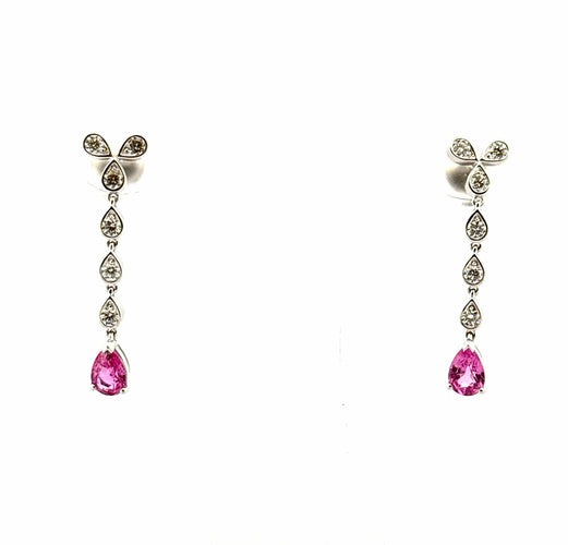Boucles d'oreilles Boucles d’oreilles or blanc, diamants et tourmaline 58 Facettes