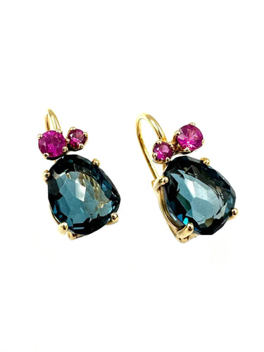 Boucles d'oreilles POMELLATO - Boucles d’oreilles Bahia Or Topazes Saphirs 58 Facettes