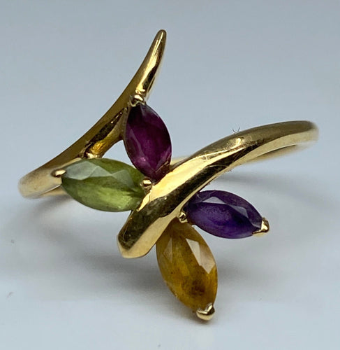 Bague 51 Bague papillon en or jaune & pierres fines 58 Facettes