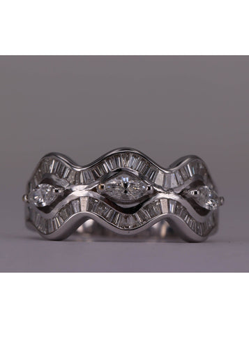 Bague Bague Waves Or blanc et Diamants 58 Facettes RNG2506