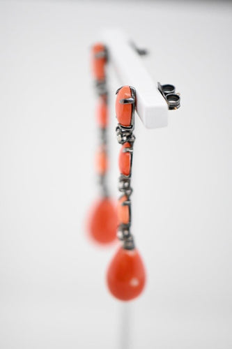 Boucles d'oreilles Boucles d'oreilles corail diamants Or noir 58 Facettes