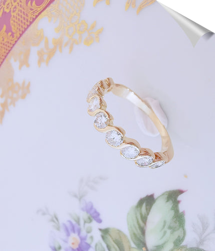 Bague 58.5 Demi-Alliance Diamants 0,90 ct Or Jaune 58 Facettes AA 1517