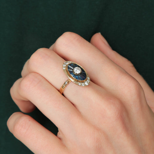 Bague 49.5 Bague années 1930 diamants et saphirs 58 Facettes P3L15