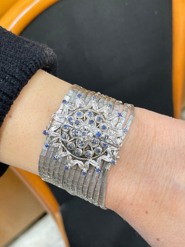 Bracelet Bracelet vintage en or blanc, saphirs 58 Facettes