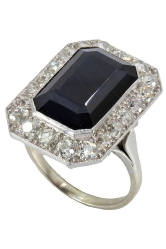 Bague 56 BAGUE ART DÉCO SAPHIR ET DIAMANTS 58 Facettes 054151