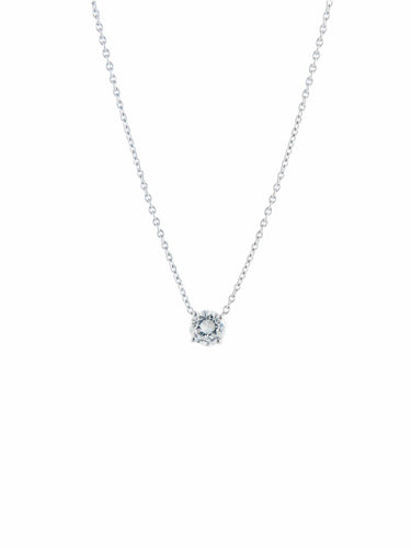 Collier Pendentif Solitaire Or Blanc 58 Facettes