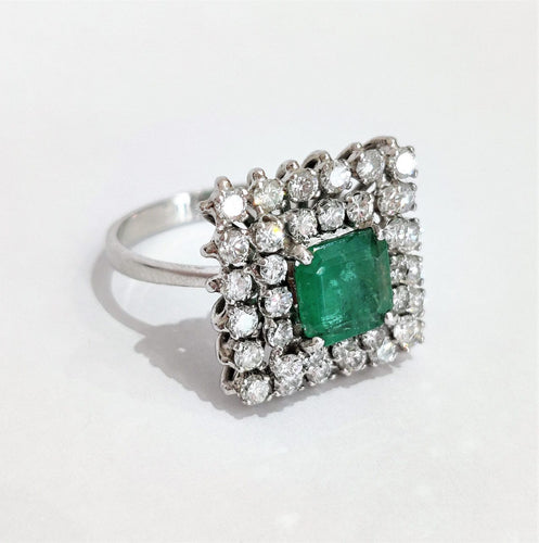 Bague 56 Bague or blanc émeraude diamants 58 Facettes 1-918/1