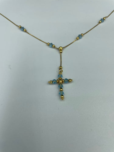 Pendentif Pendentif croix topaze sur chaîne en or jaune 58 Facettes