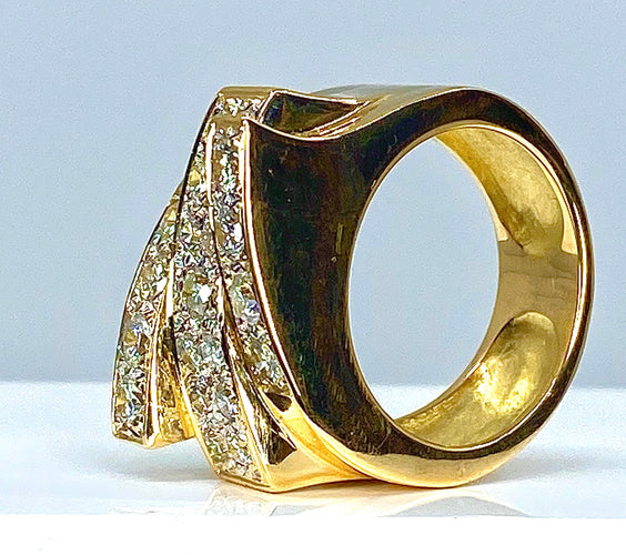 Bague 56 Bague bandeau style Tank Or jaune Diamants 58 Facettes AB290