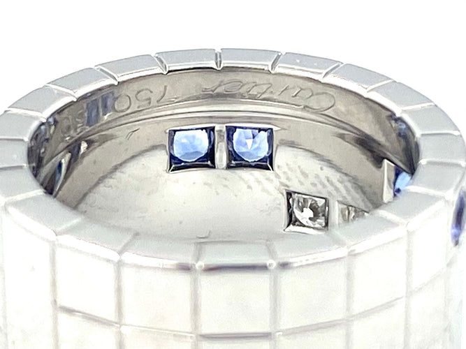 Bague 50 CARTIER. Bague Or gris Saphirs Diamants Collection Lanières 58 Facettes