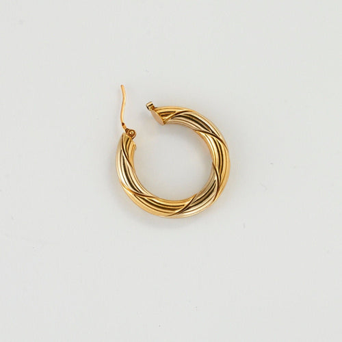 Boucles d'oreilles Créoles 2 ors torsadées striées 58 Facettes