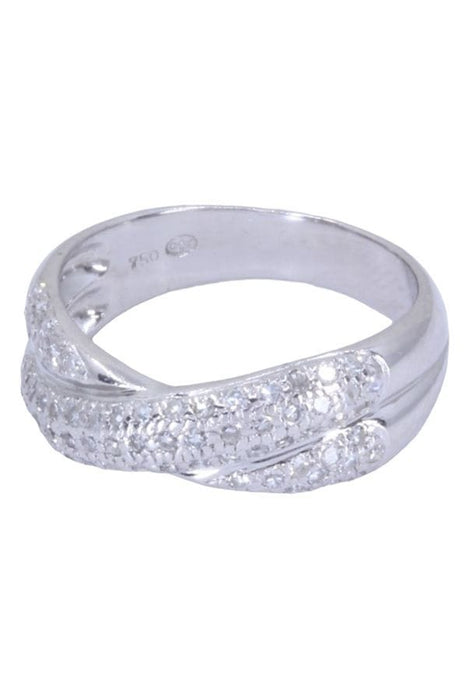 Bague 57 BAGUE ENTRELACÉE OR BLANC DIAMANTS 58 Facettes 078321