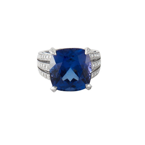 Bague 53 Bague Or Gris Tanzanite & diamants 58 Facettes