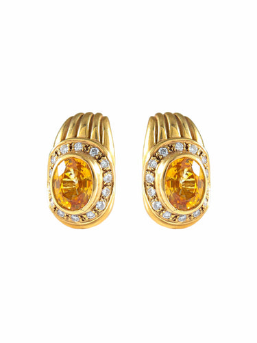 Boucles d'oreilles Boucles d'oreilles Saphirs jaunes Diamants 58 Facettes