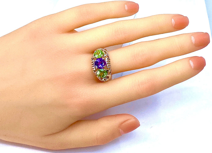 Bague Bague péridots et améthyste 58 Facettes AB247