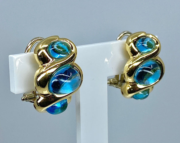 Boucles d'oreilles Boucles d’oreilles Topazes cabochons 58 Facettes AB234