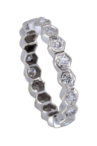 Bague 49 ALLIANCE OR BLANC & DIAMANTS 58 Facettes 067071