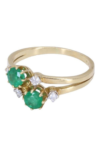 Bague BAGUE TOI ET MOI ÉMERAUDES ET DIAMANTS 58 Facettes 076731