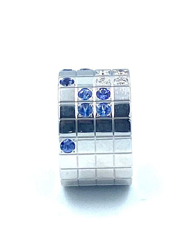 Bague 50 CARTIER. Bague Or gris Saphirs Diamants Collection Lanières 58 Facettes