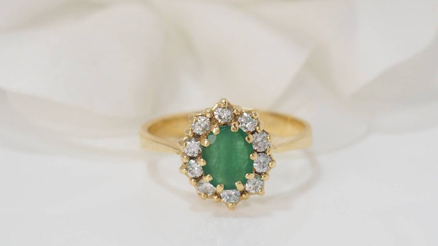 Bague 56 Bague marguerite or jaune émeraude et diamants 58 Facettes 31974