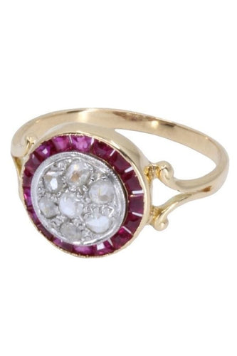 Bague 50 Bague en or blanc, Art-Déco, rubis et diamants 58 Facettes 061691