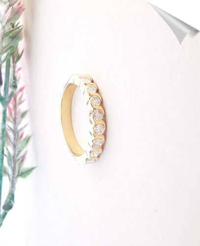 Bague 58 Bague Demi Alliance Diamants 0,60 ct Or Jaune 58 Facettes AA 1534