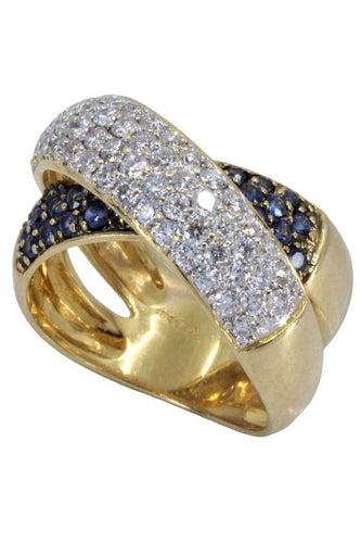 Bague BAGUE ENTRELACÉE SAPHIRS ET DIAMANTS 58 Facettes 057011