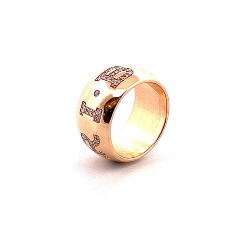 Bague Alliance Bvlgari monogramme diamants, or jaune 18 carats 58 Facettes