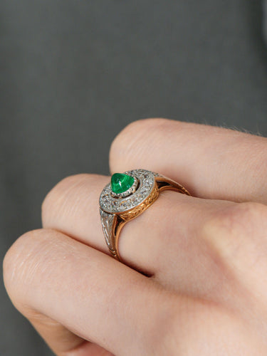 Bague 52 Bague Emeraude cabochon Diamants 58 Facettes