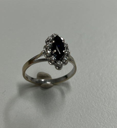 Bague 53 Bague Marquise avec saphir et diamant 58 Facettes 20400000420