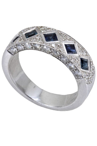 Bague 55 BAGUE STYLE ART-DÉCO SAPHIRS ET DIAMANTS 58 Facettes 057751