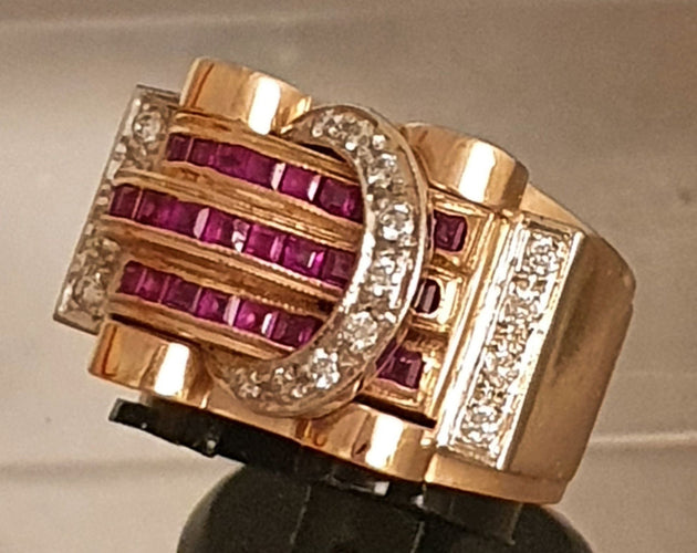 Bague 57.5 Bague 2 Ors Diamants Rubis 58 Facettes R 1306  Maee