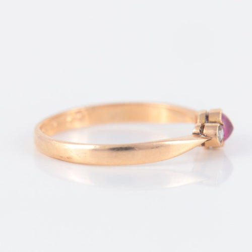 Bague 54.5 Bague or rose, rubis, diamants 58 Facettes P5L15