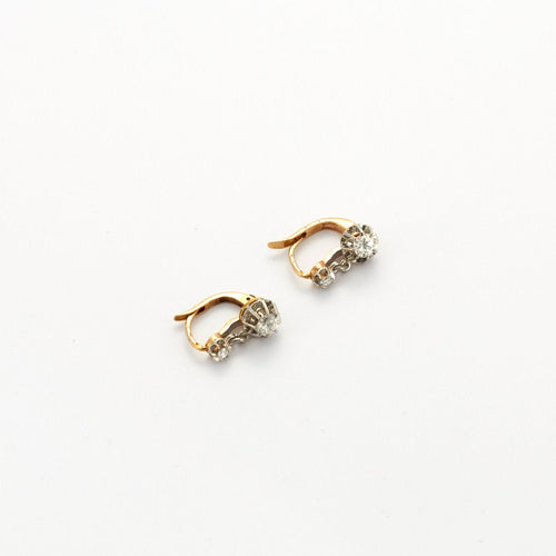 Boucles d'oreilles Dormeuses diamants or jaune et platine 58 Facettes