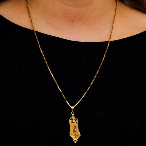 Collier Pendentif et chaîne or rose Diamant Perles 58 Facettes P7L12