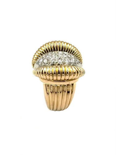 Bague Bague Rétro 1950 or jaune, platine et diamants 58 Facettes