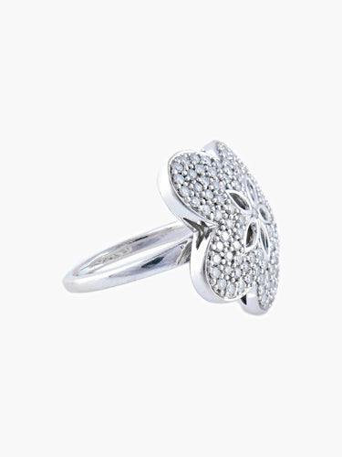 Bague Bague Fleur Or Blanc Pavage Diamants 58 Facettes