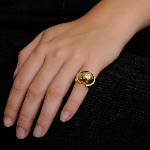 Bague 45 Bague Boule Pierres blanches serti étoile 58 Facettes 1