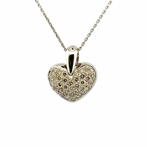 Pendentif Pendentif coeur en or blanc 18 carats et diamants 58 Facettes