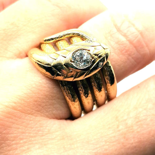 Bague Bague serpent or jaune diamants 58 Facettes 2716
