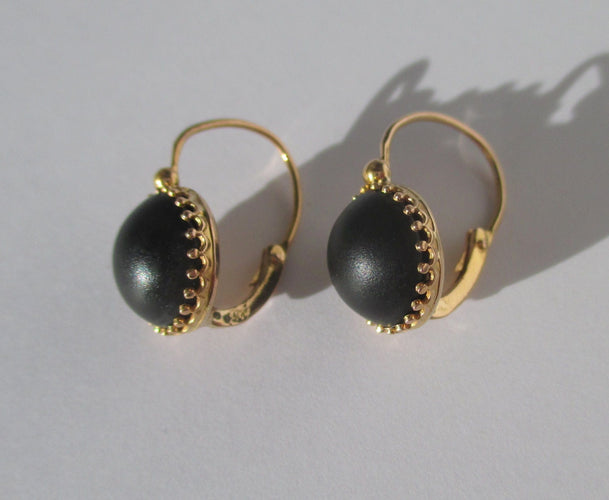 Boucles d'oreilles Boucles d’oreilles dormeuses anciennes jais 58 Facettes