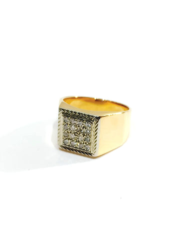 Bague 53 Bague Chevalière Or Rose Pavage De Diamants 58 Facettes 934506