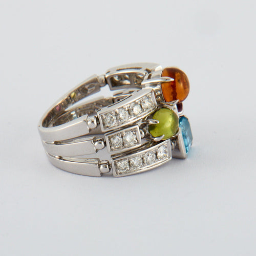 Bague 56 BULGARI - Bague 3 anneaux Pierres 58 Facettes