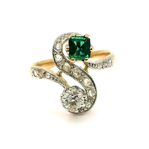 Bague Bague Toi & Moi émeraude diamant 58 Facettes 2845