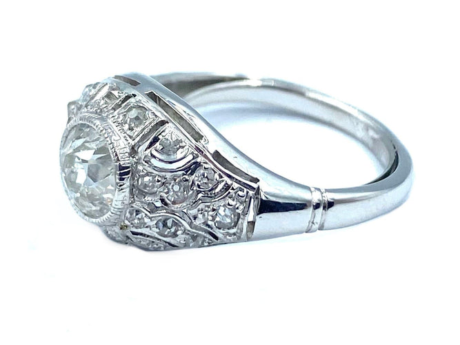 Bague 51 Bague Art-Deco or, platine et diamants 58 Facettes